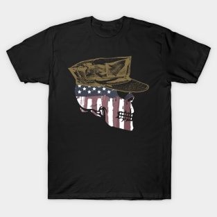 Painted American Flag Military Skull T-Shirt